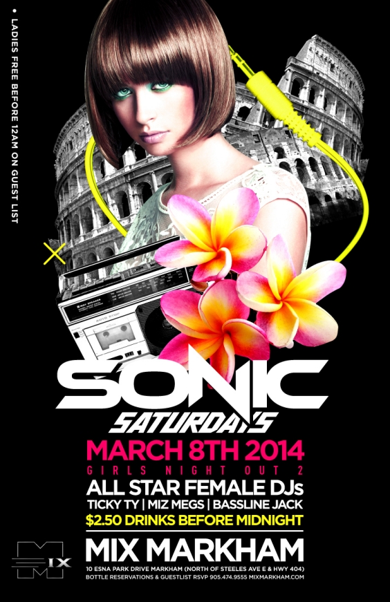 SONIC SATURDAYS GIRLS NIGHT OUT 2 $2.50 DRINKS & LADIES FREE