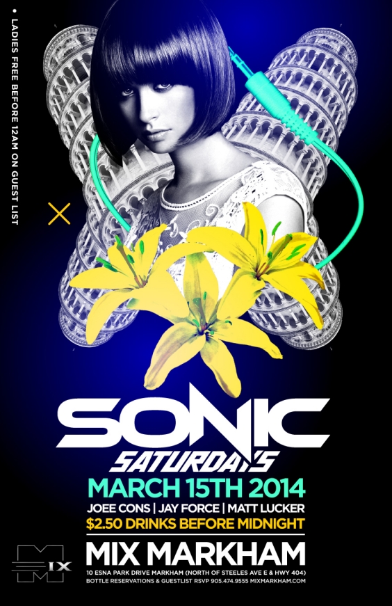SONIC SATURDAYS $2.50 DRINKS & LADIES FREE