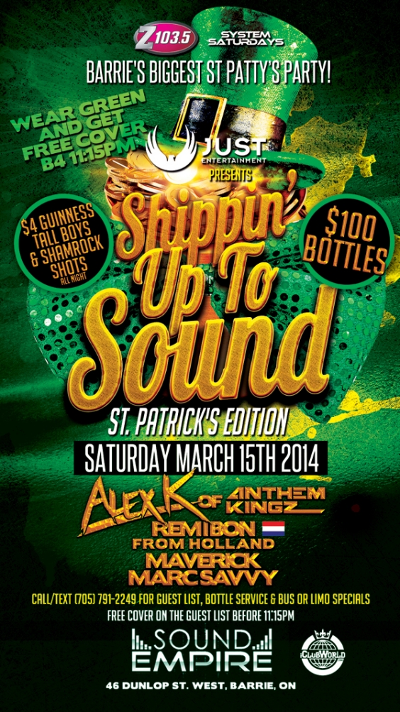 SHIPPIN’ UP TO SOUND SAT MARCH 15TH @ SOUND EMPIRE