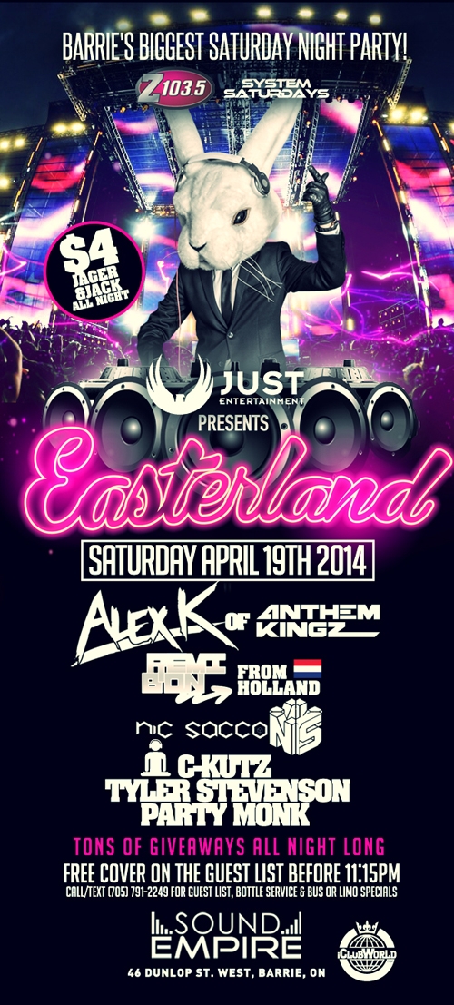 EASTERLAND SAT APRIL 19TH @ SOUND EMPIRE