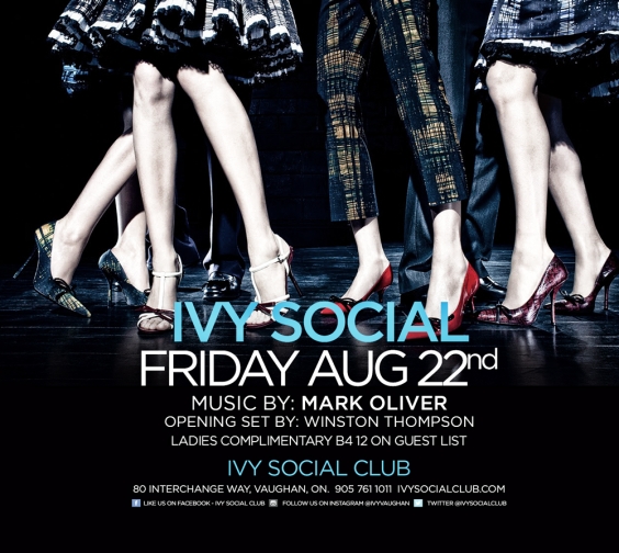 FRIDAY AUGUST 22 at IVY SOCIAL CLUB