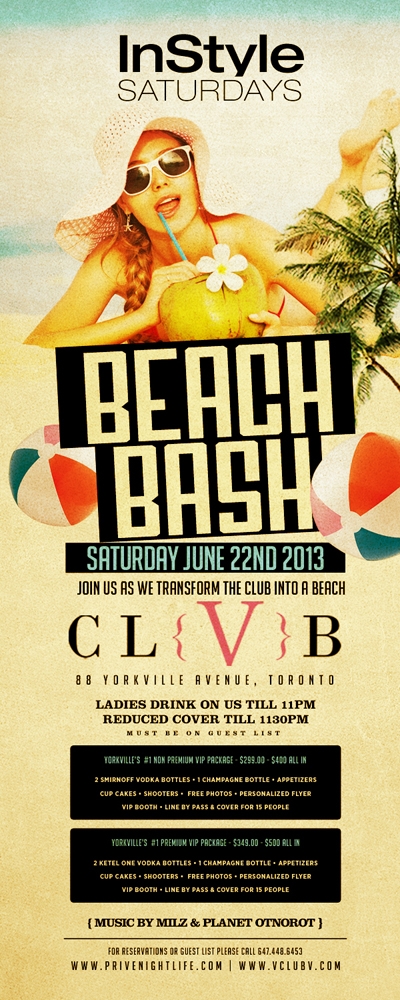 Ladies drink free till 11pm | Beach Bash! – yorkville style!