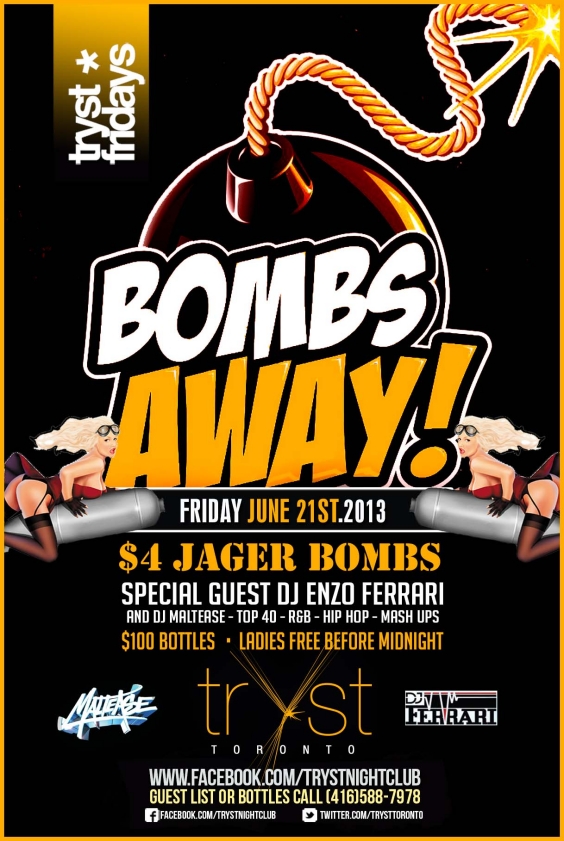 BOMBS AWAY $4 JAGER BOMBS