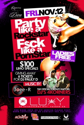 WIN PAULY D TICKETS! $100 LIMOS ONLY FRI.NOV 12TH! @ LUXY | DIVA FRIDAYS