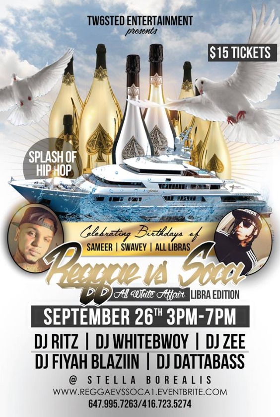 REGGAE VS SOCA ON THE LAKE | LIBRA EDITION | WHITE X WHITE | SEPT 26TH - See more at: https://www.ticketgateway.com/index.php/event/view/reggae-vs-soca-on-the-lake--libra-edition--white-x-white--sept-26th#sthash.WmvLbtLC.dpuf
