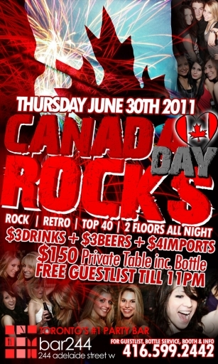 Canada Day Rocks | FREE & $3 Dollar Drinks