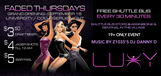 Faded Thursdays @ Luxy - University / College Pub Night
