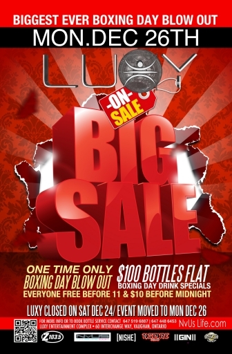BIG SALE: BOXING DAY BLOW OUT inside LUXY NIGHT CLUB