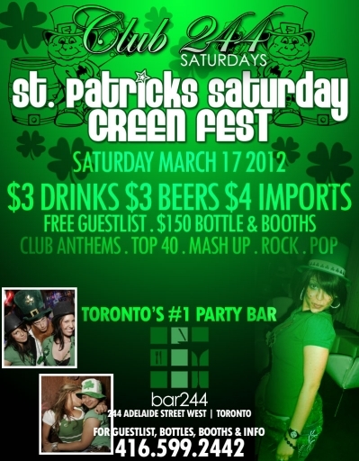 St. Patty Saturday Green Fest w/ $3 DRINKS ALL NIGHT + FREE GUESTLIST