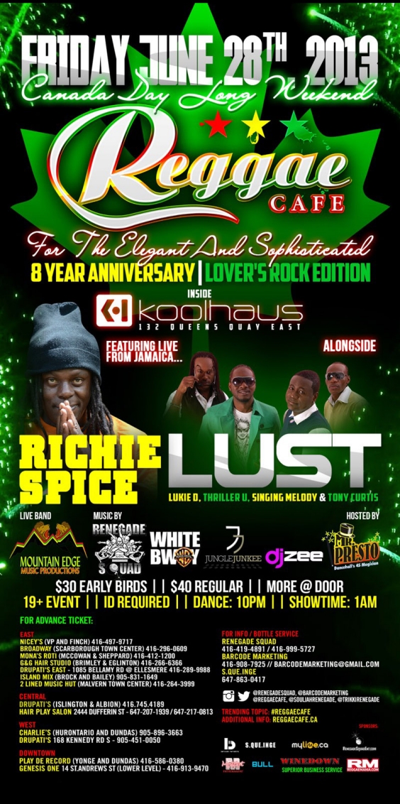 REGGAE CAFE 8 YR ANNIVERSARY