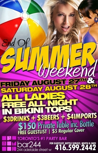 $3 Drinks & Bikini Tops End Of Summer Weekend